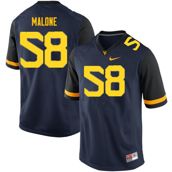 Men #58 Nick Malone West Virginia Mountaineers College Football Jerseys Sale-Navy